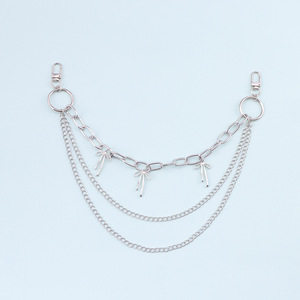 โซ่คาดเอวหลายชั้น โลหะรูปทรงเรขาคณิต ดีไซน์โบว์ฮิปฮอป สำหรับผู้หญิง กางเกงแฟชั่นลำลอง เครื่องประดับ - Product Image 3