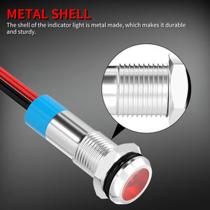防水12v预接线2针发光二极管指示灯指示灯金属6毫米线束面板安装 - Product Image 4