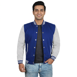 Veste universitaire personnalisée pour homme en cuir et laine avec broderies chenille et écussons, style baseball bomber - Product Image 1