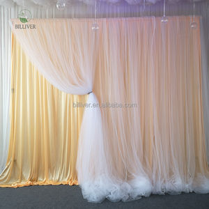 Decoración de escenario de recepción de boda, cortina de tela de seda helada de marfil blanco, paneles de cortinas, telón de fondo de boda para fotografía - Product Image 1