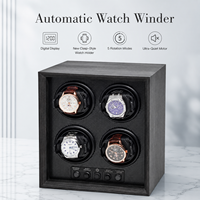 Benutzerdefiniertes Logo 4-Slot Holz-Uhrenbeweger-Box ODM OEM LED-Display Leiser Motor Private Label Automatischer Uhrenrotator Fabrik