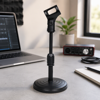 Support de microphone de bureau réglable avec support de téléphone pour enregistrement, karaoké, diffusion en direct et support paresseux
