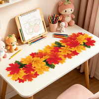 Chemin de table découpé en forme de feuilles d'érable et de chêne pour l'automne, décoration de table de cuisine pour Thanksgiving et réceptions