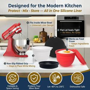 Ventes Flash : Doublures Universelles en Silicone pour Bol Mélangeur <span class=keywords><strong>KitchenAid</strong></span> (Tête Inclinable) – Accessoire de Cuisine pour Bol Mélangeur en Silicone de 5 Quart - Product Image 2