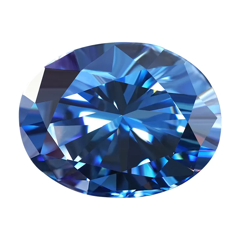 Wholesale Sapphire Blue Nature Color Lab Grown Gem Stone Forever Shinny VVS Clarity Color Diamond CVD Oval 1ct Moissanite Loose