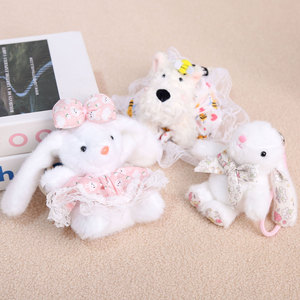 Porte-clés en peluche motif floral, lapin, animal, pendentif figurine mignon petit ours, chiot, en polyester, 31-50cm, adorable - Product Image 2
