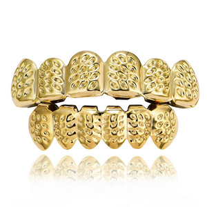 BES 6 Grillz Dentali Superiori e Inferiori con Motivi Intagliati in Ottone, 4 Colori Disponibili, Gioielli Hip Hop per Uomo e Donna, Ideali per Feste - Product Image 5