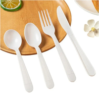 Vaisselle et ustensiles biodégradables écologiques de qualité alimentaire couteau fourchette cuillère 100% couverts jetables naturels à base d'amidon de maïs