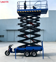 Hete verkoop Elektrisch aangedreven driewielige hydraulische schaarhefplatform van koolstofstaal, verhoogde schaarheftafel