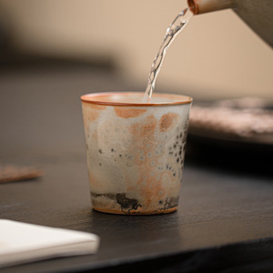 Taza maestra de cerámica al horno Shino, taza de té individual para el hogar, diseño craquelado natural para beber té, regalos de negocios, caja de regalo - Product Image 1