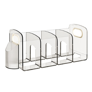 <b>Acrylic</b> Pen Holder With Partitions Round 2L Desktop <b>Storage</b> Box For Student Office Use - Product Image 3