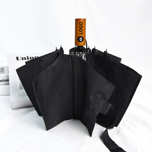 Personnalisé en bois poignée 3 pliage parapluie publicité promotionnel pas cher parapluies avec logo impression - Product Image 6