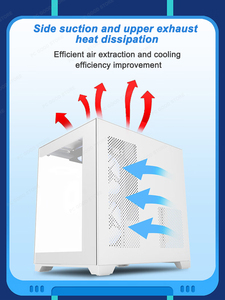 Boîtier de <span class=keywords><strong>PC</strong></span> de jeu Gamer-X blanc Premium MicroATX Mid-Tower avec panneau latéral en verre trempé, refroidissement liquide jusqu'à 240 mm de radiateur, en stock - Product Image 3
