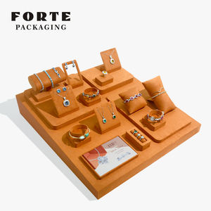 Forte luxe microfibre anneau en bois présentoir <span class=keywords><strong>comptoir</strong></span> armoire bijoux magasin présentoirs expositions bijoux présentoir - Product Image 2