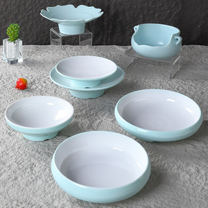 Juego de platos de melamina azul y blanco de Alibaba Express, forma irregular, platos pequeños para fiestas, comidas de hotel - Product Image 3