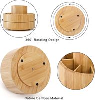 BH 360 ° Organisateur rotatif pour fournitures artistiques, porte-stylos en bambou avec 11 compartiments pour marqueurs, crayons, pinceaux