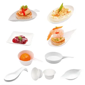 Mini tatlı tabakları Set küçük tek kullanımlık tadım gözyaşı damlası meze kaşık tabaklar bardaklar parti düğün için çeşitli şekil