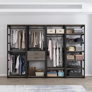 Walk In <b>Wardrobe</b> Floor Standing Clothes Rack With Drawers Double Layer Combination Open Shelf <b>Large</b> Capacity Clothing Organizer - Product Image 2