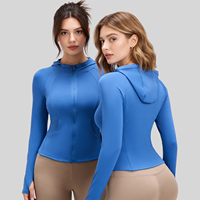 Chaqueta Deportiva con Capucha y Cierre para Mujer, con Orificios para Pulgares, Bolsillos, Corte Ajustado, para Yoga, Running y Deportes, 4 Colores