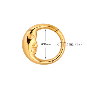 Anillo de Nariz de Acero Inoxidable 316 con Forma de Luna Creciente |   Joyería para Piercing de Nariz en Oro y Plata para Mujeres y Hombres - Product Image 1