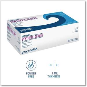 Gants de sécurité jetables en vinyle synthétique sans poudre Boardwalk, épaisseur 4 mil, 9,5 pouces, beige, 100 par boîte - Product Image 4