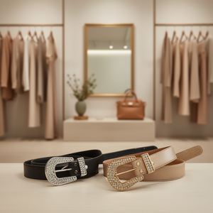 Ceinture en cuir véritable Angelina 3,8 cm 105 cm avec boucle à strass, accessoire de mode décontracté pour femme - Product Image 4