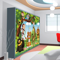 Papel Tapiz Mural Personalizado con Foto 3D, Diseño Gráfico de Animales del Bosque, para Habitación Infantil, Dormitorio