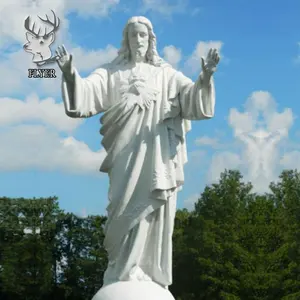 Natural Hand Carved Stone Catholic Religious Marble Statues Jesus Life Size White Catholic Jesus Sculptrue