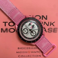 Montre à quartz OMEI co-marquée pour le commerce extérieur transfrontalier, étanche 10m, avec tachymètre, chronographe, boîtier en céramique et bracelet en plastique
