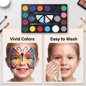 Kit Profesional de Pintura Facial y Corporal de 15 Colores, a Base de Agua, con Pinceles, Esponjas y Purpurina para Niños, Fiestas de Halloween - Product Image 6