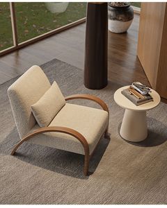वाबी-साबी और मध्य शताब्दी की आधुनिक अवकाश कुर्सी, एकल सोफे की कुर्सी, न्यूनतम नारकीय अपार्टमेंट लाइट लक्जरी एकल आराम कुर्सी - Product Image 2