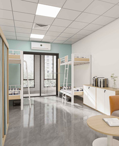 Muebles de Campus, litera de pared barata con armario, literas de metal para estudiantes adultos con escritorio de computadora, literas, juego de escaleras - Product Image 4