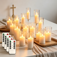 Bougies LED sans flamme 3D de 10 pouces à bouton tactile rechargeables, blanc chaud, scintillantes, avec télécommande, pour mariages et Diwali