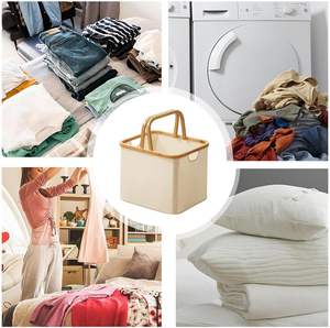 Panier à <span class=keywords><strong>linge</strong></span> pliable en toile OEM, panier de rangement pour jouets d'enfants, panier à <span class=keywords><strong>linge</strong></span> en bambou avec poignée pour buanderie, vente en gros - Product Image 5