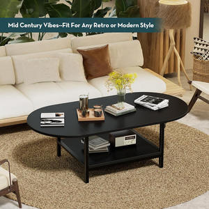 Table basse moderne noire <span class=keywords><strong>à</strong></span> 2 niveaux avec panneau pliant unique pour grands ou petits espaces de rangement extensible pour tout <span class=keywords><strong>salon</strong></span> - Product Image 5