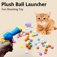 Ensemble de 100 pompons interactifs pour chat, résistant à l'abrasion, avec lanceur, en plastique et tissu brocart, pour animaux de compagnie d'intérieur