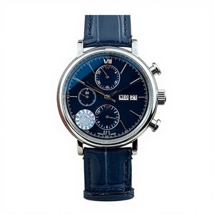 Montres mécaniques en promotion : design tendance, haute qualité, fonction calendrier, cadran bleu, aiguilles métalliques, verre saphir. - Product Image 1