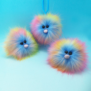 Nouveau <span class=keywords><strong>porte</strong></span>-clés en peluche doux et moelleux en <span class=keywords><strong>fourrure</strong></span> de <span class=keywords><strong>renard</strong></span>, motif autruche arc-en-ciel, avec <span class=keywords><strong>pompon</strong></span>, en plastique, cadeau pour voiture ou sac, douceur améliorée - Product Image 4