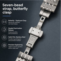Bracelet de montre en acier inoxydable brossé de haute précision, lisse, résistant aux rayures, anti-transpiration, ferme, original, assorti à une montre de luxe pour affaires