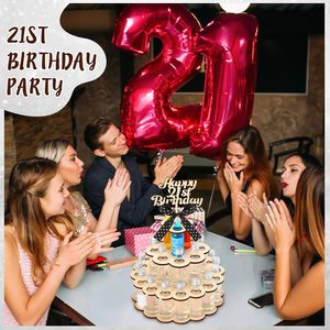 Support à verres à shot en bois à trois niveaux, rond, pour les fêtes d'anniversaire, présentoir à boissons - Product Image 2