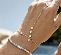 Gelang Cincin Jari Gaya Ins BinShuo dari Baja Tahan Karat dengan Zirkonia Kubik Berkilau untuk Wanita.