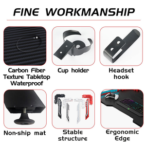 ชุดโต๊ะเล่นเกมและเก้าอี้ RGB โต๊ะเล่นเกมคอมพิวเตอร์ LED กีฬาอิเล็กทรอนิกส์โต๊ะเล่นเกมสีแดง - Product Image 3