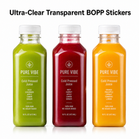 Étiquette personnalisée en BOPP haute transparence, adhésive, imperméable, résistante à l'huile, durable, résistante aux UV, pour bouteille de jus, boisson, emballage de boisson avec logo