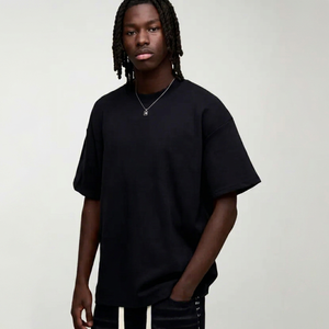 Men's <b>Black</b> Oversized Regular <b>Sleeve</b> <b>T</b>-<b>Shirt</b> Solid High Street Style O-Neck Jersey Fit Polyester/Cotton Eco-Friendly - Product Image 1