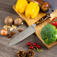 Couteau Santoku universel professionnel de cuisine japonaise STELLAR 7 pouces en acier inoxydable 5Cr15 avec manche en bois Pakka, ambidextre
