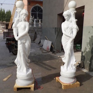 Estatua de Mujer de Piedra para Jardín, Lámpara de Pie, Tallada a Mano, Mármol Blanco, Escultura de Lámpara de <span class=keywords><strong>Calle</strong></span> - Product Image 5