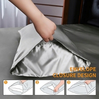 Taie d'oreiller carrée en satin de soie végétalienne écologique, tricotée, unie, hypoallergénique, texture lisse pour peaux sensibles, maison et hôtel