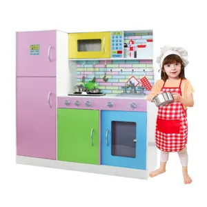 Yeni özelleştirmek büyük 7 adet metal aksesuarları eğitim özellikleri ahşap mutfak oyun buzdolabı çamaşır makinesi için oyuncak seti