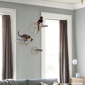 Estante de pared DIY clásico de madera para gatos, conjunto de <span class=keywords><strong>hamaca</strong></span> y perchas de pared 3 en 1, escalones, árbol de actividades, juego y descanso - Product Image 3