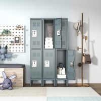 Casier à 2 niveaux en acier américain avec serrure à combinaison Armoire de rangement à 2 portes pour bureau, salle de sport, école, étudiant, mobilier scolaire